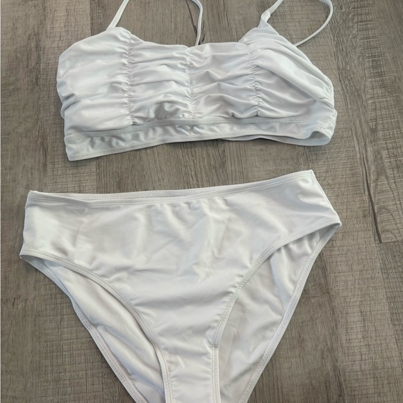 White Ruched Bikini Set - Picture 2 of 8